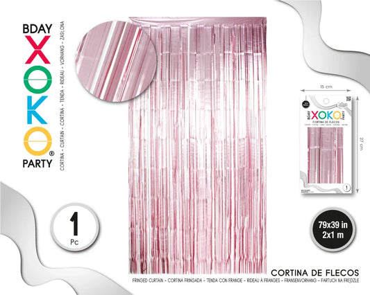 CORTINA DE FLECOS 1M*2M ROSA MATE - yupiparty