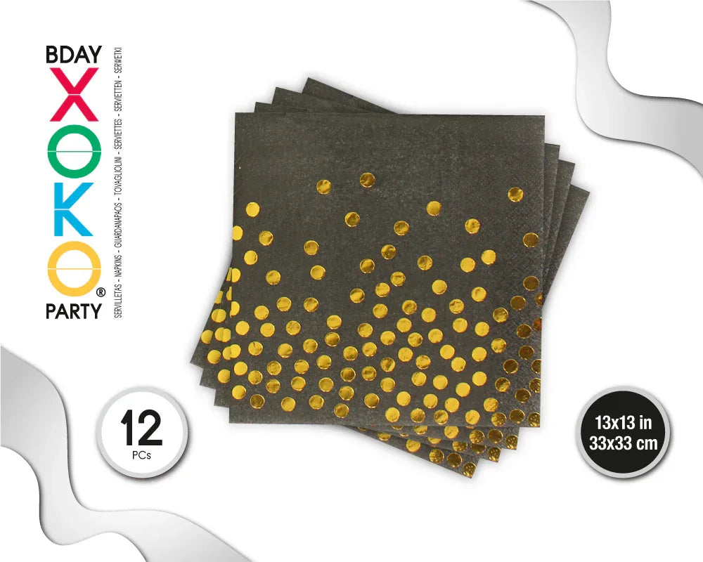 SERVILLETA FELIZ CUMPLE GOLD 12PC - yupiparty