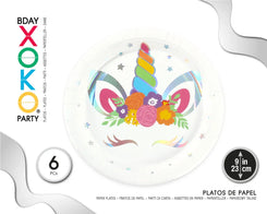 PLATO 23CM UNICORN IRIS 6PC - yupiparty