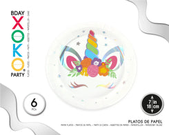 PLATO 18CM UNICORN IRIS 6PC - yupiparty
