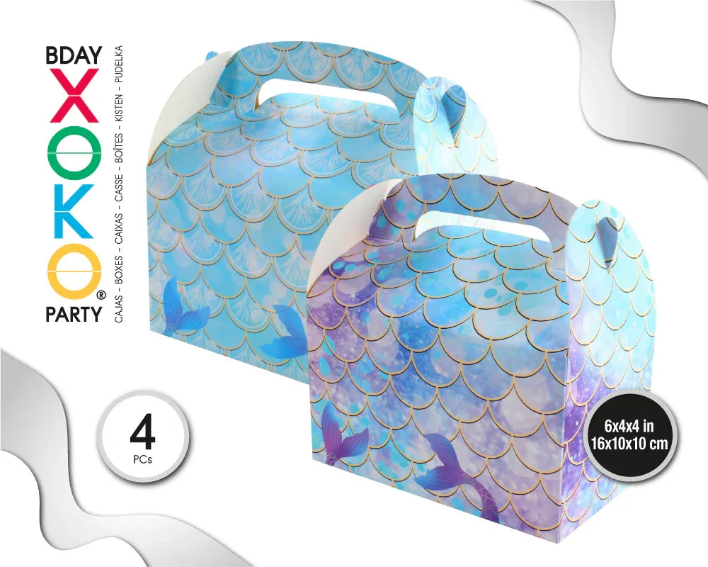 CAJA ASA PAPEL 4PC MERMAID - yupiparty
