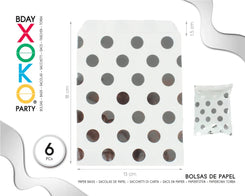 BOLSAS DE PAPEL KRAFT LUNAR PLATA 6PC - yupiparty