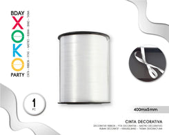 CINTA DECORATIVA GLOBOS 400M*5MM BLANCO - yupiparty