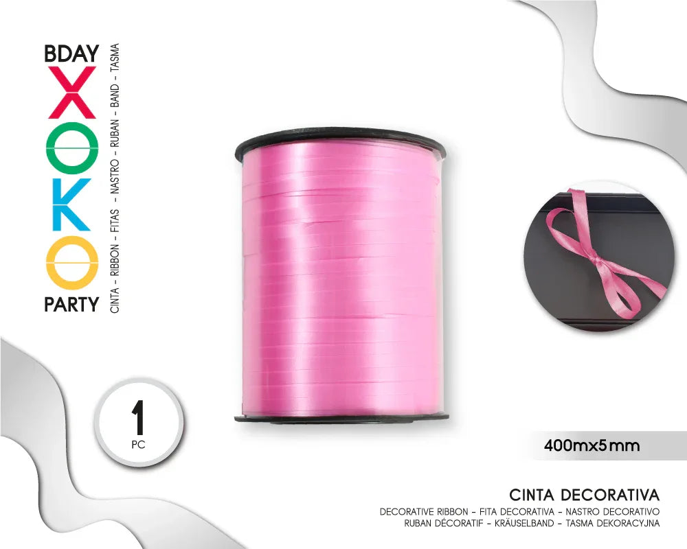 CINTA DECORATIVA GLOBOS 400M*5MM ROSA - yupiparty