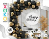 SET GLOBOS BLACK GOLD 45PC - yupiparty
