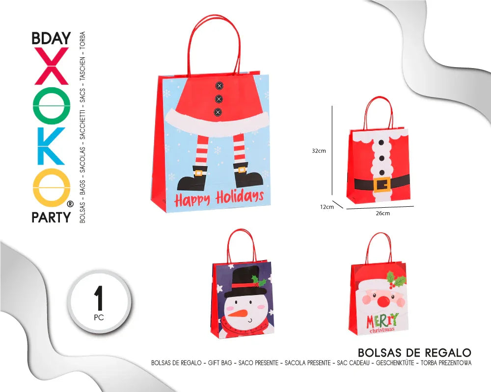 BOLSA REGALO XMAS KRAFT 26*32*12 - yupiparty