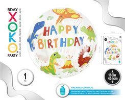 GLOBO BURBUJA 18''/45CM BDAY DINO - yupiparty