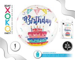 GLOBO BURBUJA 18''/45CM BDAY TARTA - yupiparty