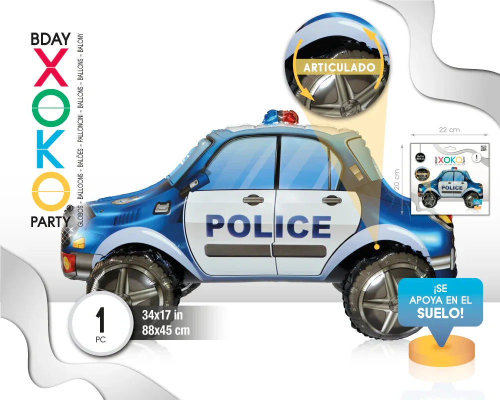 GLOBO FOIL 3D COCHE POLICÍA 88*39*45CM - yupiparty