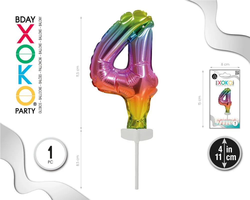 CAKE TOPPER MINI GLOBO RAINBOW 4 - yupiparty