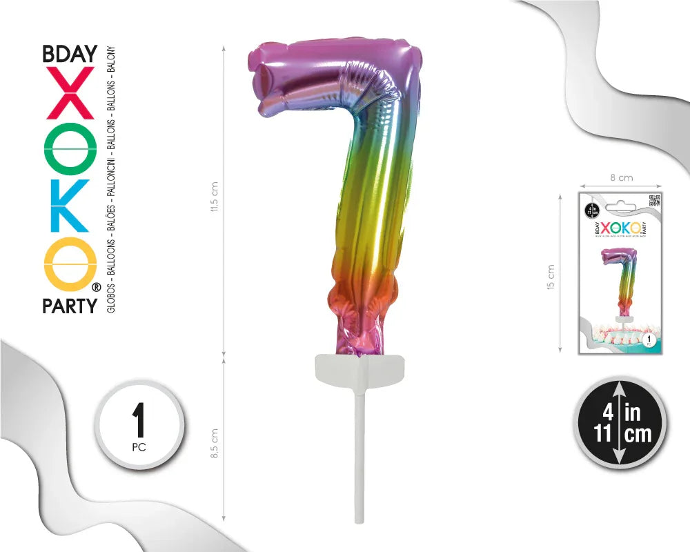CAKE TOPPER MINI GLOBO RAINBOW 7 - yupiparty