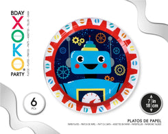 PLATO 18CM ROBOT 6PC - yupiparty