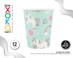 VASO 9OZ UNICORN 12PC - yupiparty