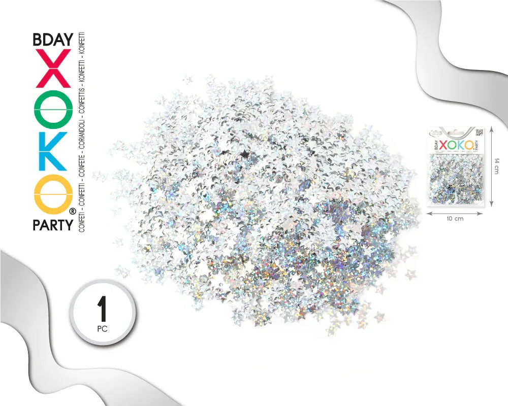 CONFETTI 6MM ESTRELLAS PLATA - yupiparty