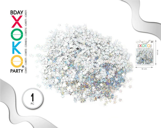 CONFETTI 6MM ESTRELLAS PLATA - yupiparty