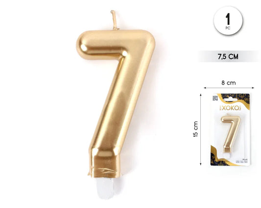 VELA 7.5CM ORO METALIZADO 7 - yupiparty
