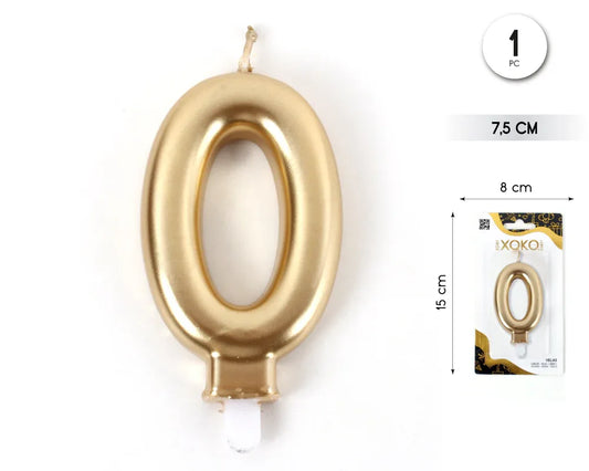 VELA 7.5CM ORO METALIZADO 0 - yupiparty