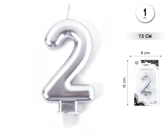 VELA 7.5CM PLATA METALIZADO 2 - yupiparty