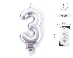 VELA 7.5CM PLATA METALIZADO 3 - yupiparty