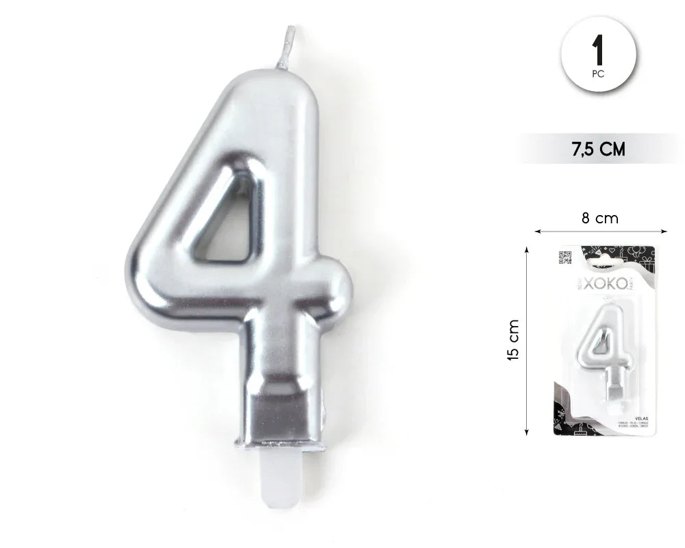 VELA 7.5CM PLATA METALIZADO 4 - yupiparty