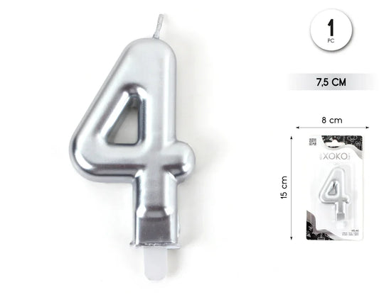VELA 7.5CM PLATA METALIZADO 4 - yupiparty