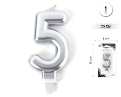 VELA 7.5CM PLATA METALIZADO 5 - yupiparty