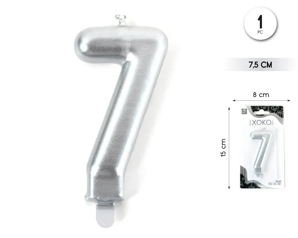 VELA 7.5CM PLATA METALIZADO 7 - yupiparty