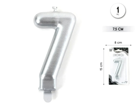 VELA 7.5CM PLATA METALIZADO 7 - yupiparty