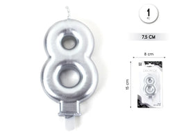 VELA 7.5CM PLATA METALIZADO 8 - yupiparty
