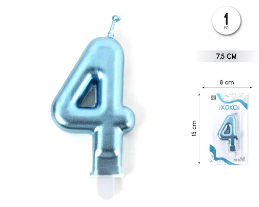 VELA 7.5CM AZUL METALIZADO 4 - yupiparty