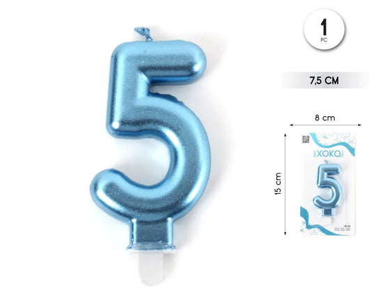 VELA 7.5CM AZUL METALIZADO 5 - yupiparty