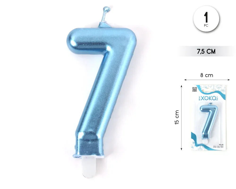 VELA 7.5CM AZUL METALIZADO 7 - yupiparty
