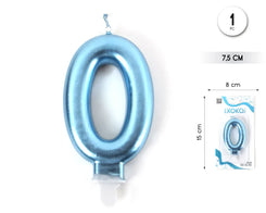 VELA 7.5CM AZUL METALIZADO 0 - yupiparty