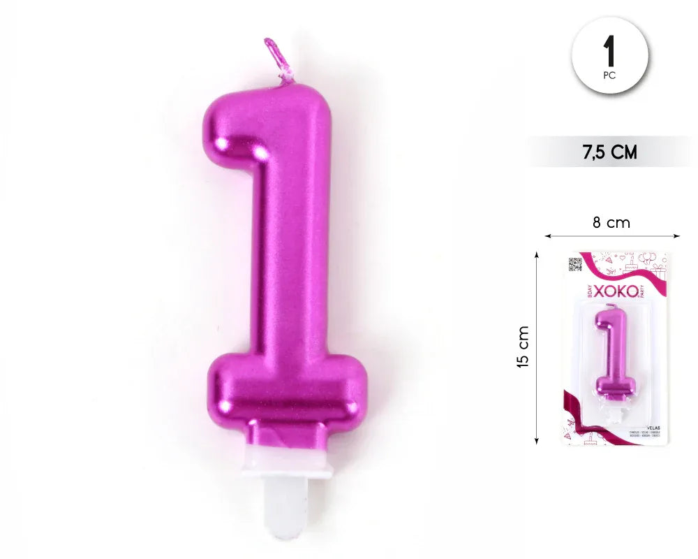 VELA 7.5CM ROSA VÍVIDO METALIZADO 1 - yupiparty