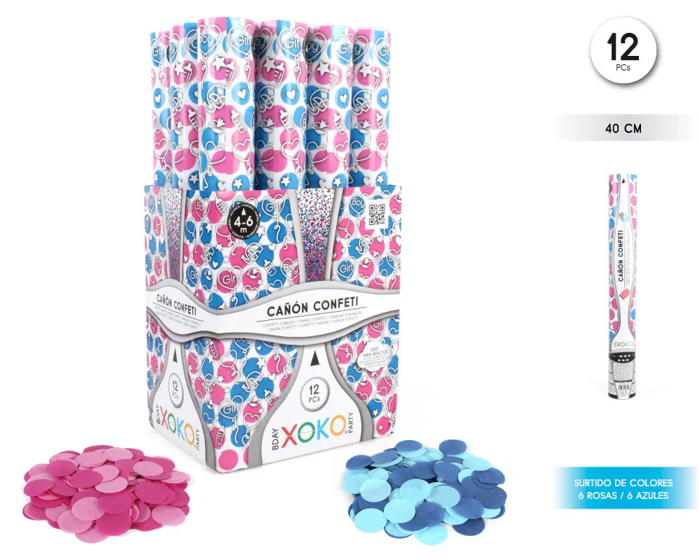 CAÑON CONFETTI GENDER REVEAL 40CM - yupiparty