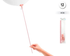 VARILLA PARA GLOBO DE 40CM 12UDS ORO ROS - yupiparty