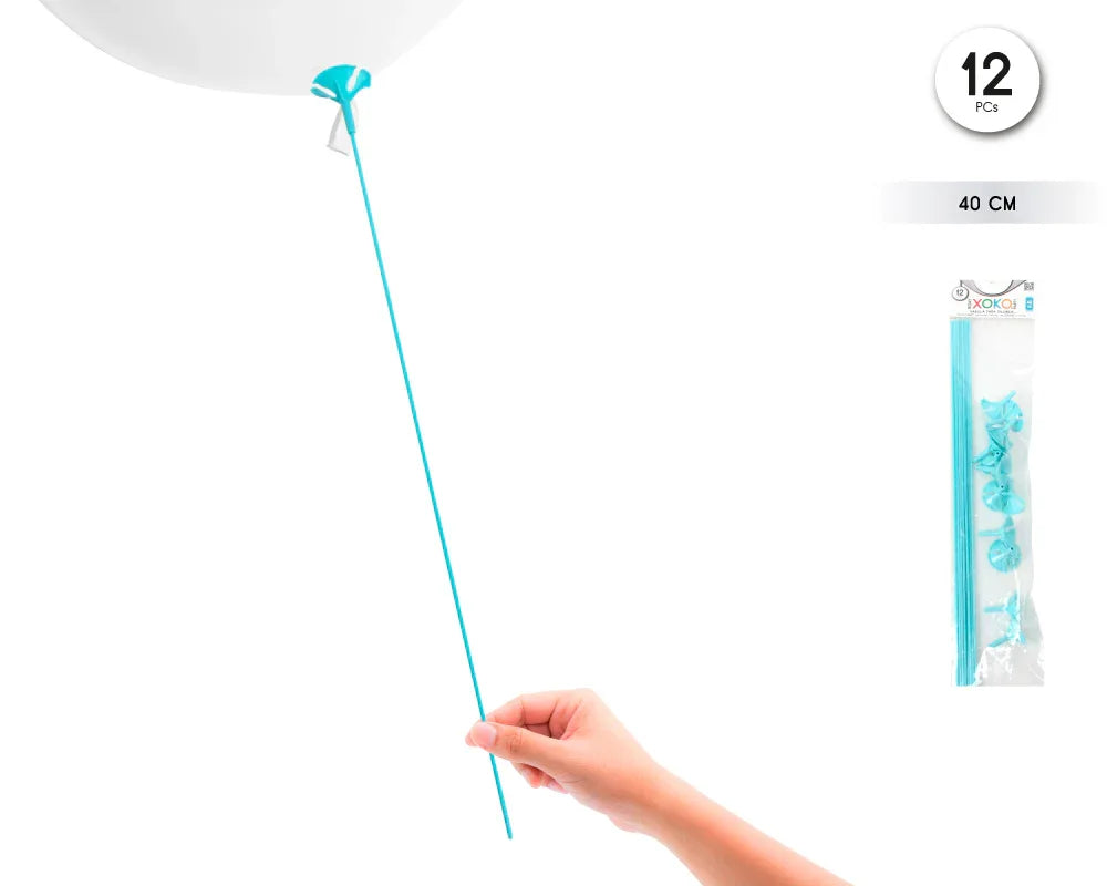 VARILLA PARA GLOBO DE 40CM 12UDS AZUL - yupiparty