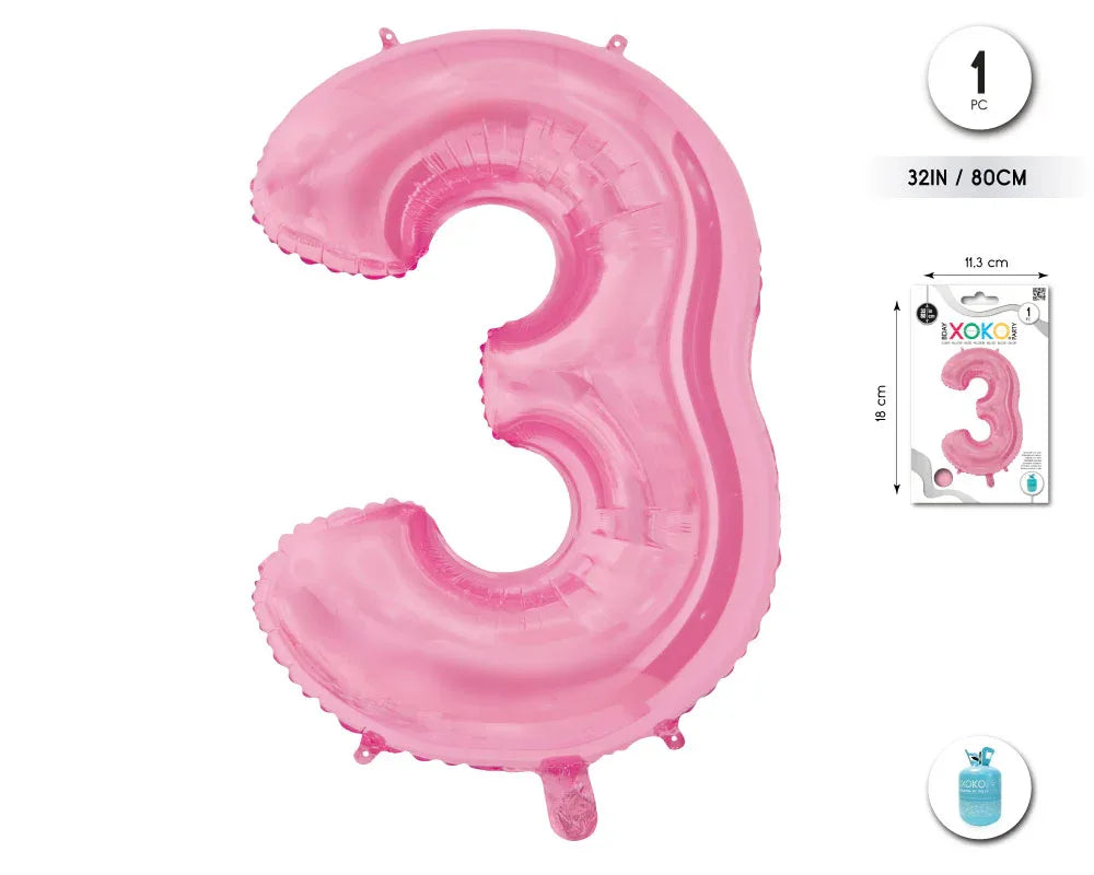 GLOBO FOIL 32/80CM ROSA BABY 3 - yupiparty