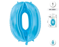 GLOBO FOIL 32/80CM AZUL BABY 0 - yupiparty