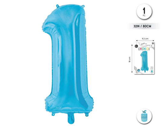 GLOBO FOIL 32/80CM AZUL BABY 1 - yupiparty