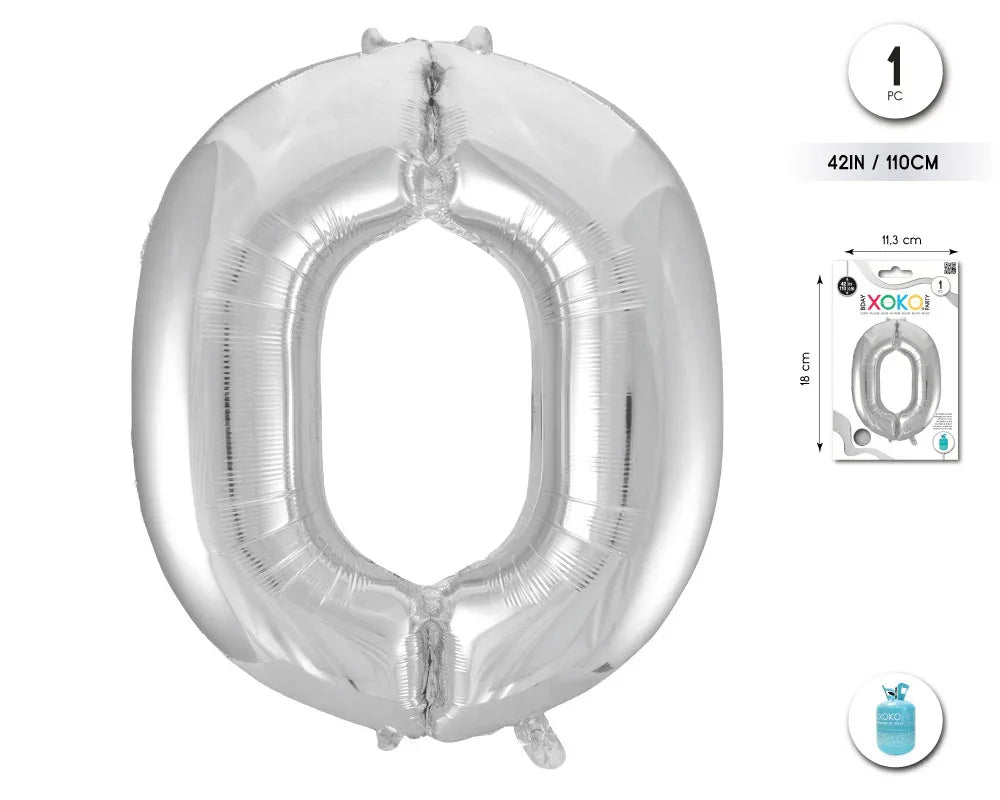GLOBO FOIL 42/110CM PLATA 0 - yupiparty
