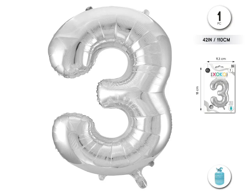 GLOBO FOIL 42/110CM PLATA 3 - yupiparty