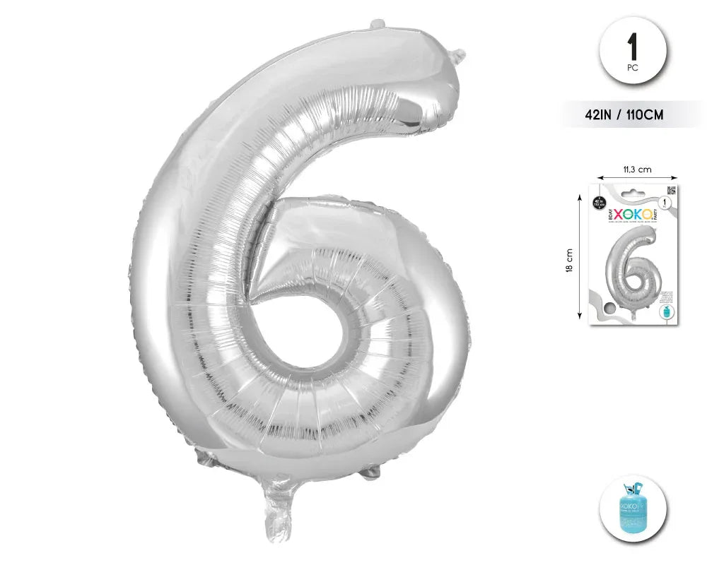 GLOBO FOIL 42/110CM PLATA 6 - yupiparty