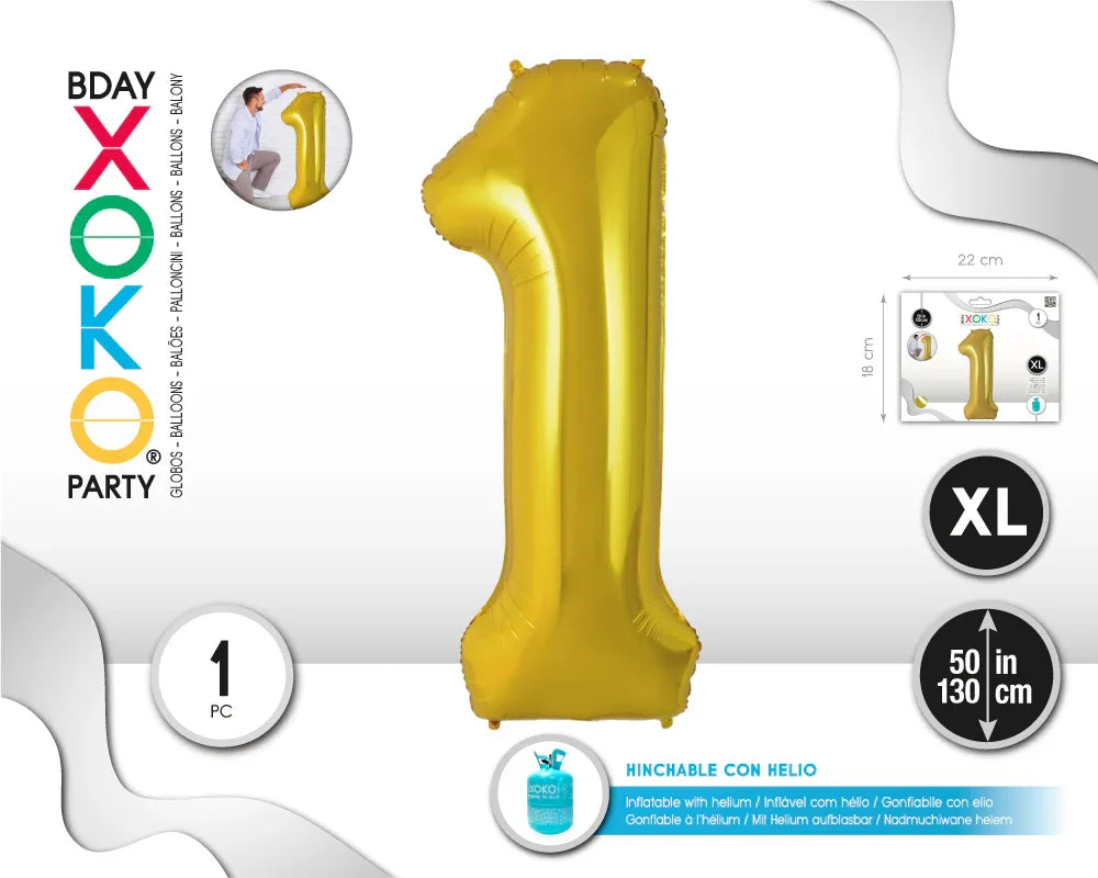 GLOBO FOIL 50/130CM ORO 1 - yupiparty