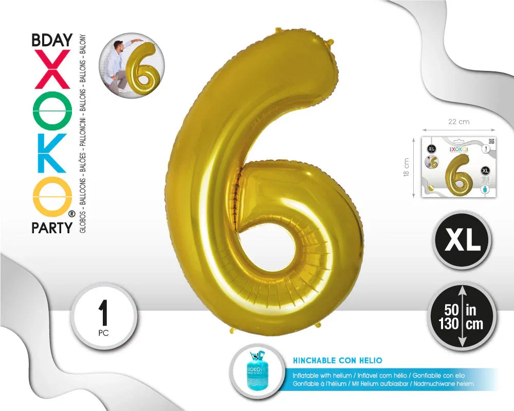 GLOBO FOIL 50/130CM ORO 6 - yupiparty
