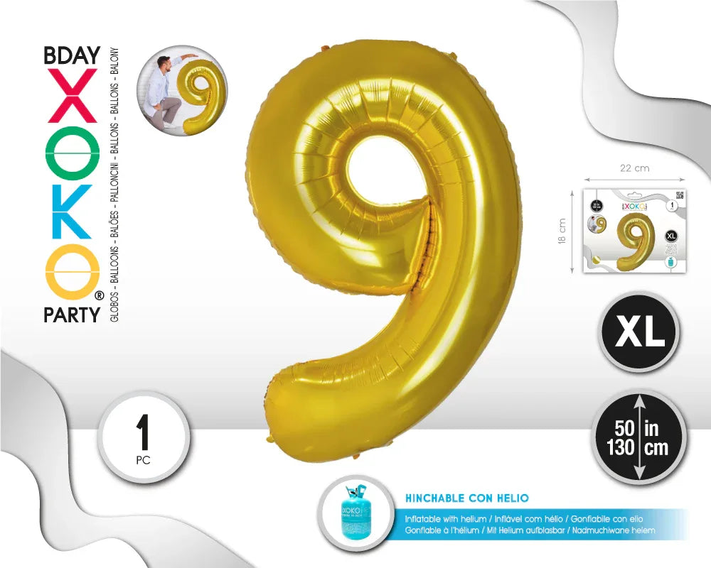 GLOBO FOIL 50/130CM ORO 9 - yupiparty