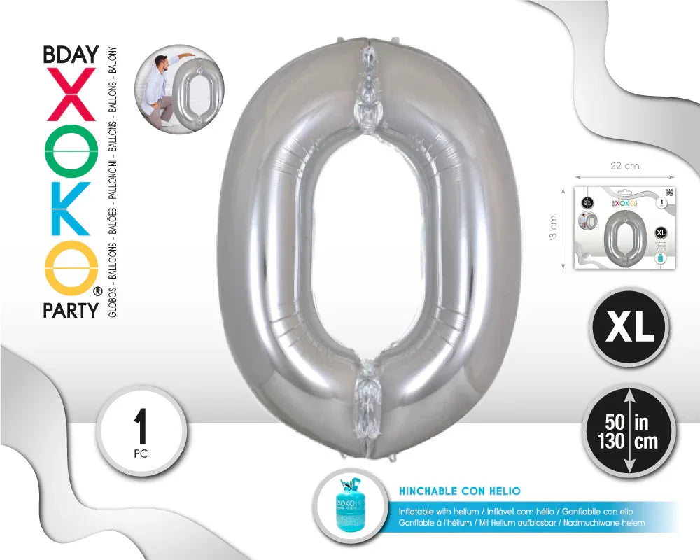 GLOBO FOIL 50/130CM PLATA 0 - yupiparty