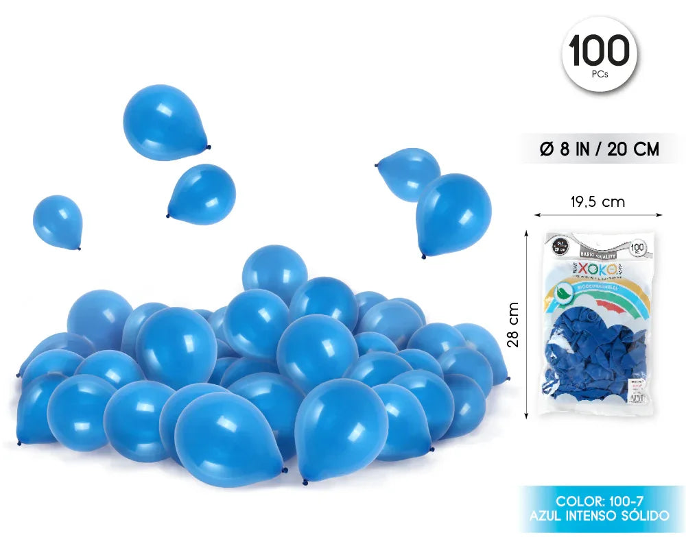 GLOBOS 100PC 1.5G 20CM AZUL - yupiparty