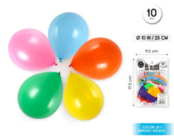 GLOBOS 10PC 2.2G 25CM SURTIDO - yupiparty