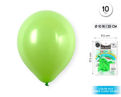 GLOBOS 10PC 2.2G 25CM VERDE CLARO - yupiparty